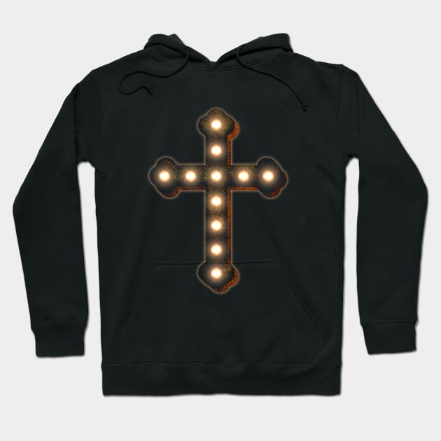 Marquee Crucifix Hoodie by bronzarino